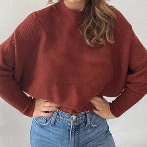 Forever 21 Plus mock neck sweater 3x Rust Brown Burnt orange dolman